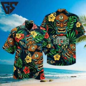 Milwaukee Bucks Tiki Floral Hawaiian Shirt Milwaukee Bucks Tiki Floral Hawaiian Shirt