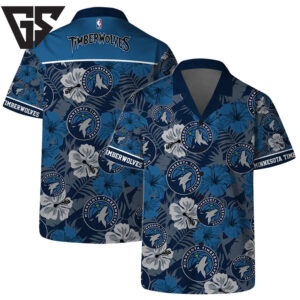 Minnesota Timberwolves Floral Wave Hawaiian Shirt Minnesota Timberwolves Floral Wave Hawaiian Shirt