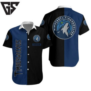 Minnesota Timberwolves Split Design Hawaiian Shirt Minnesota Timberwolves Split Design Hawaiian Shirt