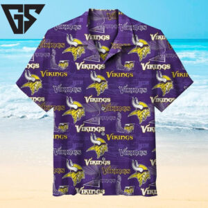 Minnesota Vikings All-Over Logo Hawaiian Shirt