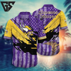 Minnesota Vikings Bold Stripes Hawaiian Shirt