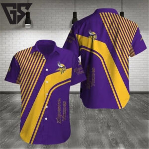 Minnesota Vikings Diagonal Stripes Hawaiian Shirt Minnesota Vikings Diagonal Stripes Hawaiian Shirt