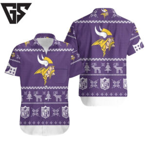Minnesota Vikings Festive Knit Hawaiian Shirt Minnesota Vikings Festive Knit Hawaiian Shirt
