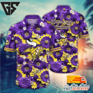 Minnesota Vikings Floral Fantasy Hawaiian Shirt Minnesota Vikings Floral Fantasy Hawaiian Shirt