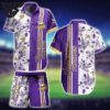 Minnesota Vikings Floral Stripe Hawaiian Shirt