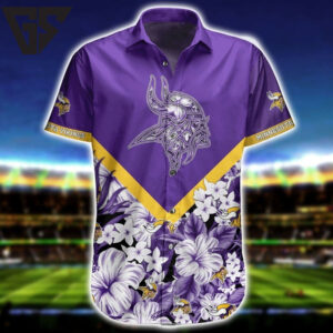 Minnesota Vikings Floral Warrior Hawaiian Shirt Minnesota Vikings Floral Warrior Hawaiian Shirt