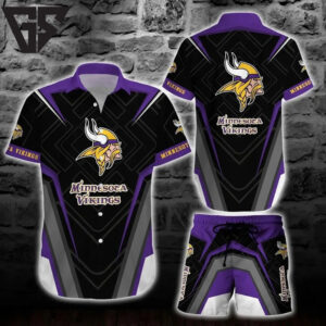 Minnesota Vikings Geometric Armor Hawaiian Shirt Minnesota Vikings Geometric Armor Hawaiian Shirt