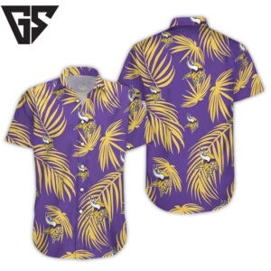 Minnesota Vikings Golden Palm Breeze Hawaiian Shirt Minnesota Vikings Golden Palm Breeze Hawaiian Shirt