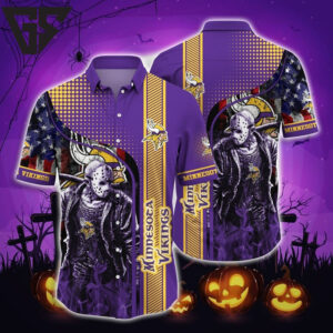Minnesota Vikings Haunted Gridiron Hawaiian Shirt Minnesota Vikings Haunted Gridiron Hawaiian Shirt