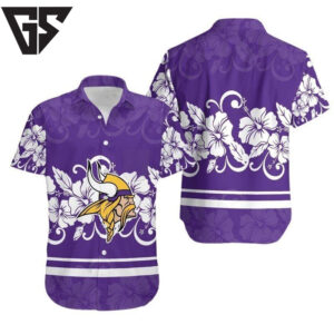 Minnesota Vikings Hibiscus Wave Hawaiian Shirt Minnesota Vikings Hibiscus Wave Hawaiian Shirt