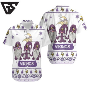 Minnesota Vikings Holiday Gnomes Hawaiian Shirt Minnesota Vikings Holiday Gnomes Hawaiian Shirt