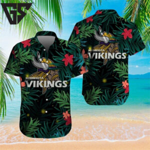 Minnesota Vikings Jungle Night Hawaiian Shirt Minnesota Vikings Jungle Night Hawaiian Shirt