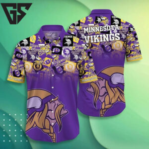 Minnesota Vikings Logo Collage Hawaiian Shirt Minnesota Vikings Logo Collage Hawaiian Shirt