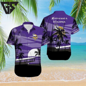 Minnesota Vikings Moonlit Palms Hawaiian Shirt Minnesota Vikings Moonlit Palms Hawaiian Shirt