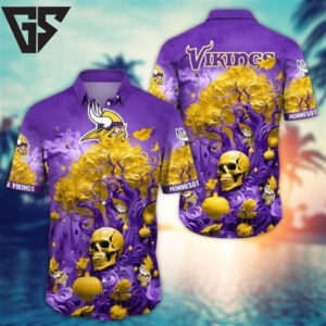 Minnesota Vikings Mystic Skulls Hawaiian Shirt Minnesota Vikings Mystic Skulls Hawaiian Shirt