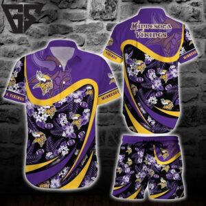 Minnesota Vikings Night Bloom Hawaiian Shirt Minnesota Vikings Night Bloom Hawaiian Shirt