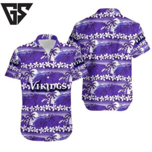 Minnesota Vikings Palm Waves Hawaiian Shirt Minnesota Vikings Palm Waves Hawaiian Shirt