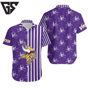 Minnesota Vikings Pirate Stripe Hawaiian Shirt Minnesota Vikings Pirate Stripe Hawaiian Shirt