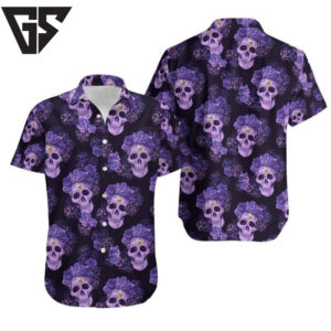 Minnesota Vikings Purple Skulls Aloha Shirt Minnesota Vikings Purple Skulls Aloha Shirt