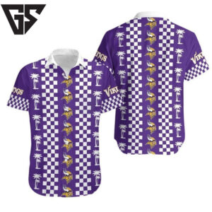 Minnesota Vikings Retro Checkered Hawaiian Shirt Minnesota Vikings Retro Checkered Hawaiian Shirt