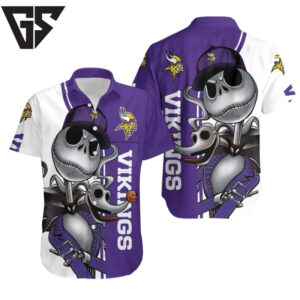 Minnesota Vikings Skeleton Chill Hawaiian Shirt Minnesota Vikings Skeleton Chill Hawaiian Shirt