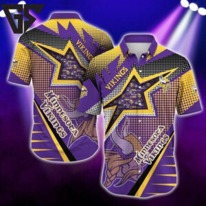 Minnesota Vikings Starburst Showdown Hawaiian Shirt Minnesota Vikings Starburst Showdown Hawaiian Shirt