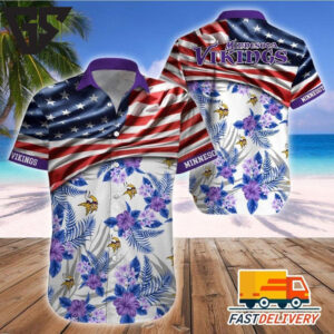 Minnesota Vikings Stars & Stripes Tropical Shirt Minnesota Vikings Stars & Stripes Tropical Shirt
