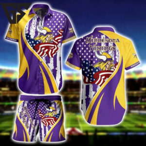 Minnesota Vikings Stars and Stripes Hawaiian Set Minnesota Vikings Stars and Stripes Hawaiian Set
