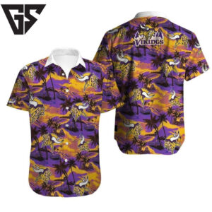 Minnesota Vikings Sunset Palms Escape Hawaiian Shirt Minnesota Vikings Sunset Palms Escape Hawaiian Shirt