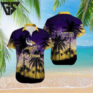 Minnesota Vikings Sunset Shadows Hawaiian Shirt Minnesota Vikings Sunset Shadows Hawaiian Shirt