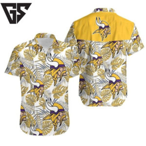 Minnesota Vikings Tropical Leaf Breeze Hawaiian Shirt Minnesota Vikings Tropical Leaf Breeze Hawaiian Shirt