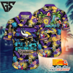 Minnesota Vikings Tropical Vibes Hawaiian Shirt Minnesota Vikings Tropical Vibes Hawaiian Shirt