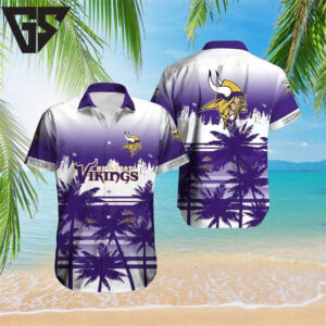 Minnesota Vikings Twilight Palms Hawaiian Shirt Minnesota Vikings Twilight Palms Hawaiian Shirt