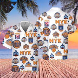 New York Knicks Court Side Hawaiian Shirt New York Knicks Court Side Hawaiian Shirt