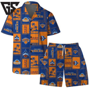 New York Knicks Island Grid Hawaiian Shirt New York Knicks Island Grid Hawaiian Shirt