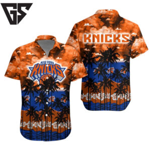 New York Knicks Sunset Shores Hawaiian Shirt New York Knicks Sunset Shores Hawaiian Shirt