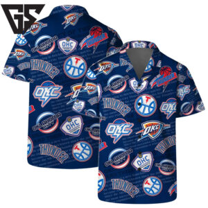 Oklahoma Thunder Logo Mania Hawaiian Shirt Oklahoma Thunder Logo Mania Hawaiian Shirt