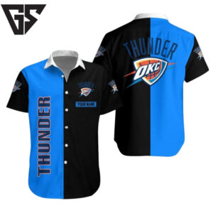 Oklahoma Thunder Split Design Hawaiian Shirt Oklahoma Thunder Split Design Hawaiian Shirt