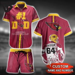 Perrsonalized Arizona Cardinals #1 Defense Bold Stripe Hawaiian Shirt Perrsonalized Arizona Cardinals #1 Defense Bold Stripe Hawaiian Shirt