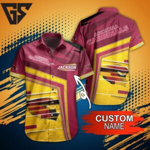Perrsonalized Arizona Cardinals Bold Motion Hawaiian Shirt Perrsonalized Arizona Cardinals Bold Motion Hawaiian Shirt