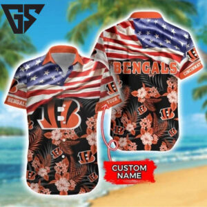 Personalized Cincinnati Bengals Patriotic Blossom Hawaiian Shirt