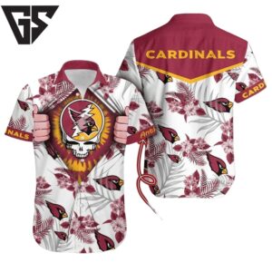 Personalized Arizona Cardinals Skull Bloom Hawaiian Shirt