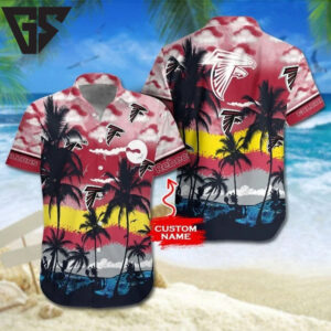 Personalized Atlanta Falcons Sunset Palms Hawaiian Shirt