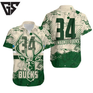 Personalized Milwaukee Bucks Custom Number Hawaiian Shirt Personalized Milwaukee Bucks Custom Number Hawaiian Shirt