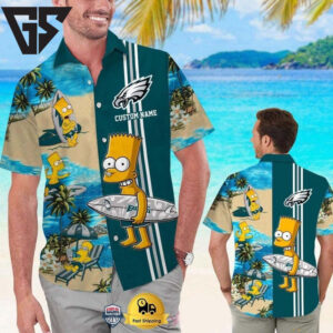 Personalized Philadelphia Eagles Special Bart Simpson Tropical Hawaiian Shirt