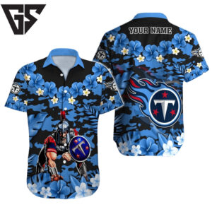 Personalized Tennessee Titans Camouflage Bloom Hawaiian Shirt Personalized Tennessee Titans Camouflage Bloom Hawaiian Shirt