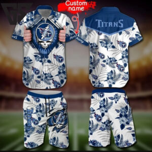 Personalized Tennessee Titans Floral Skull Hawaiian Shirt Personalized Tennessee Titans Floral Skull Hawaiian Shirt
