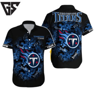 Personalized Tennessee Titans Midnight Flora Hawaiian Shirt Personalized Tennessee Titans Midnight Flora Hawaiian Shirt