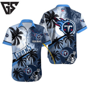 Personalized Tennessee Titans Moonlit Palms Hawaiian Shirt Personalized Tennessee Titans Moonlit Palms Hawaiian Shirt