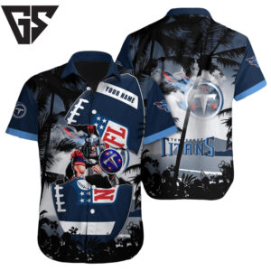 Personalized Tennessee Titans Palms Shield Hawaiian Shirt Personalized Tennessee Titans Palms Shield Hawaiian Shirt